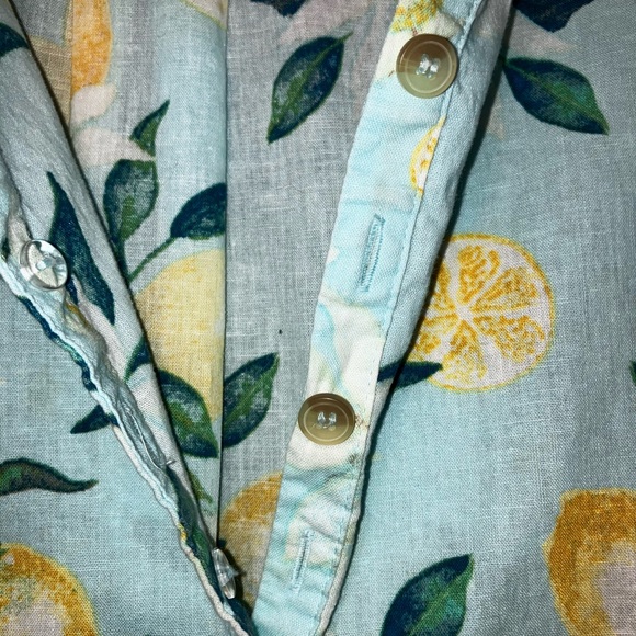 Catherines Petite Plus size Lemon Print Linen-Cotton Shirt size 26/28 WP - Picture 7 of 11